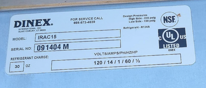 CARLISLE DINEX IRAC15 COMMERCIAL AIR CURTAIN REFRIGERATOR 90DAYWARRANTY FREESHIP