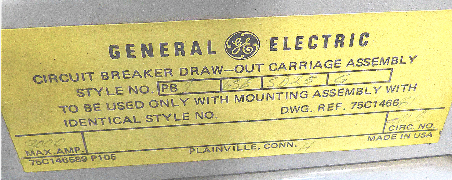 GE POWER BREAK 3000 AMP CIRCUIT FRAME CATEGORY Number: TPVVF8630FCEIC FREE SHIP