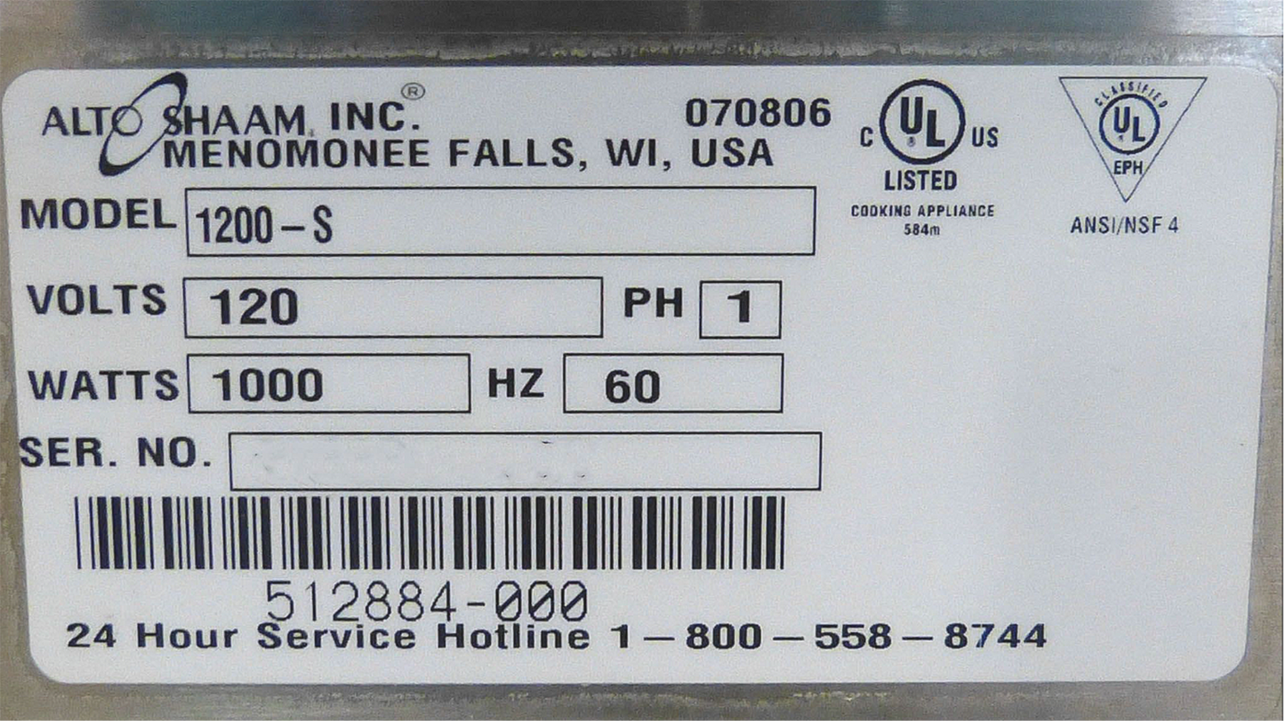 ALTO SHAAM 1200-S MOBILE UNDERCOUNTER WARMING CABINET DOUGH PROOFER FREE SHIP