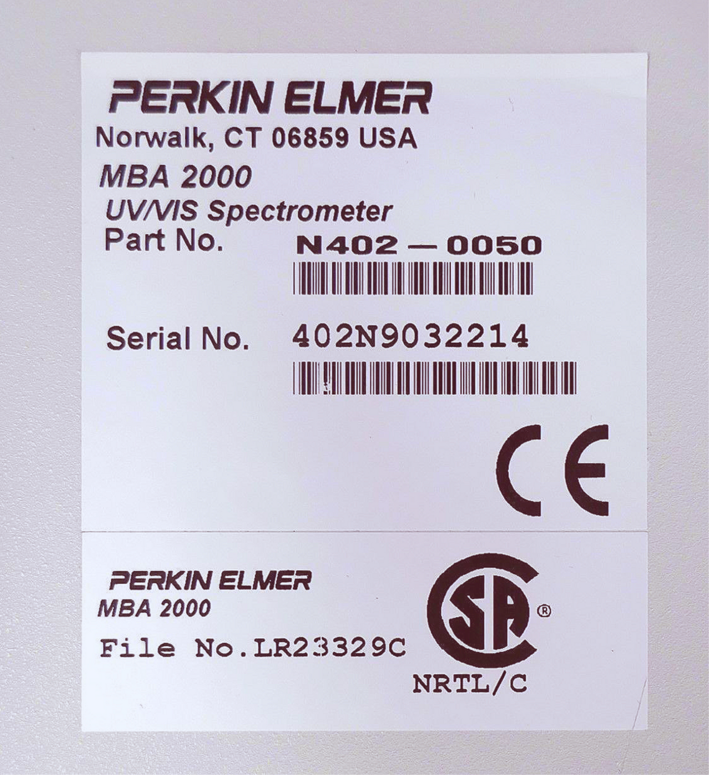 PERKIN ELMER MBA 2000 UV/VIS SPECTROPHOTOMETER WATCH VIDEO FREE SHIP