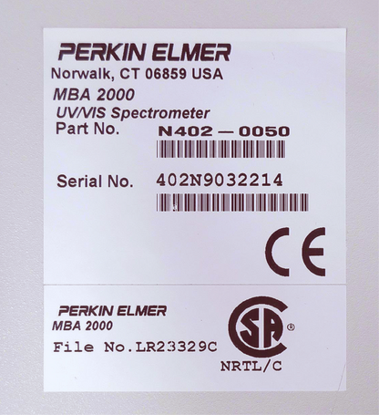 PERKIN ELMER MBA 2000 UV/VIS SPECTROPHOTOMETER WATCH VIDEO FREE SHIP