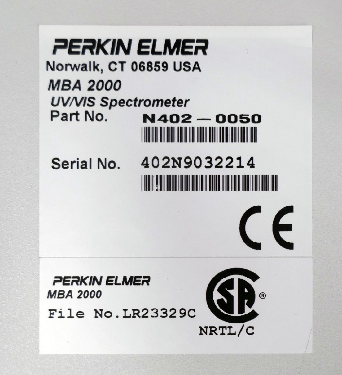 Perkin Elmer MBA2000 Spectrometer FREE SHIP