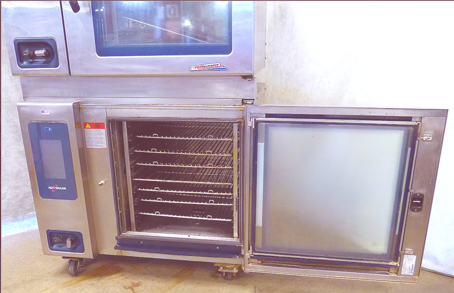 TWO STACK ALTO-SHAAM CTP7-20G COMBI NAT GAS BOILERLESS OVEN WATCH VIDEO