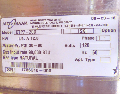 TWO STACK ALTO-SHAAM CTP7-20G COMBI NAT GAS BOILERLESS OVEN WATCH VIDEO