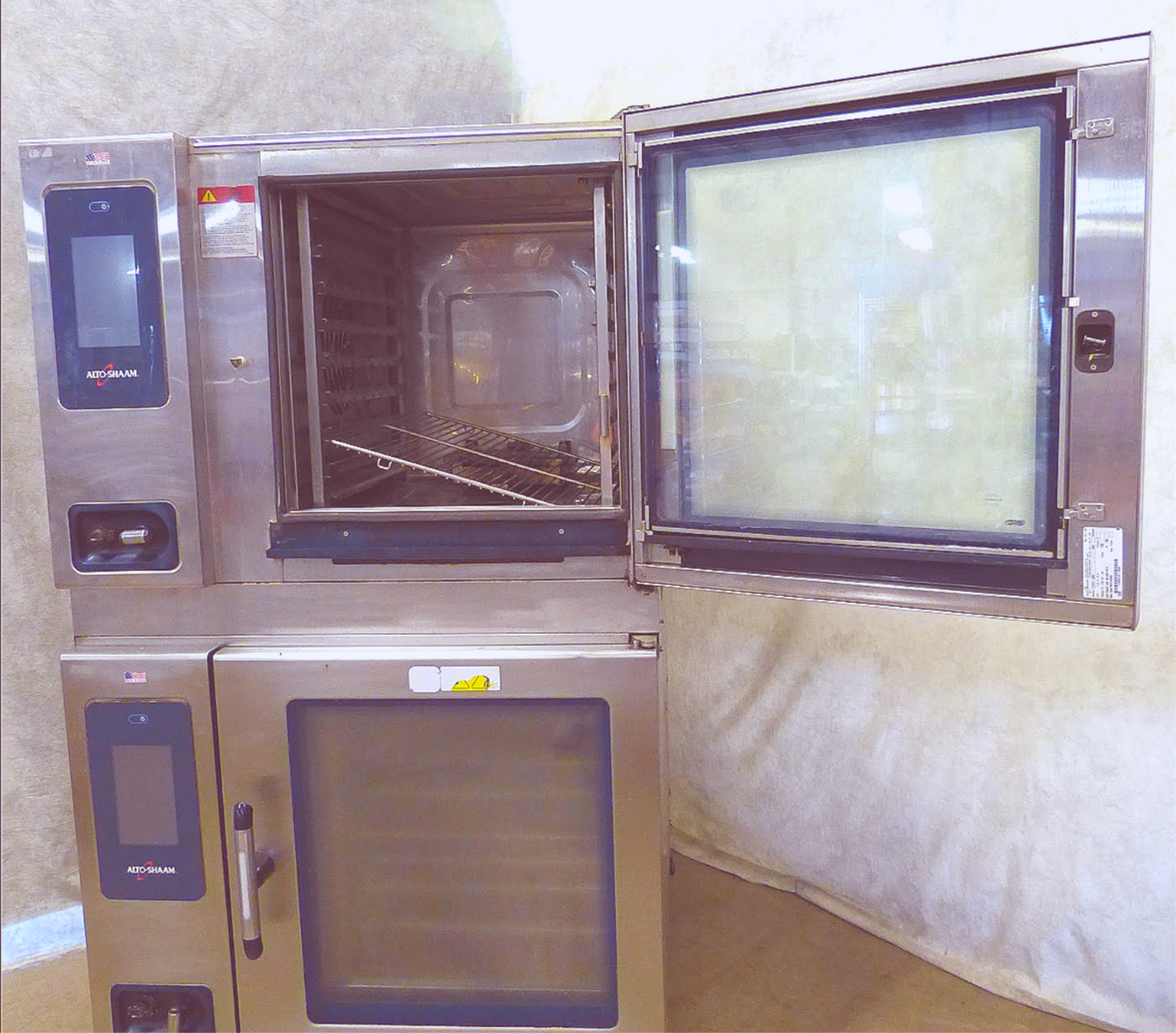 TWO STACK ALTO-SHAAM CTP7-20G COMBI NAT GAS BOILERLESS OVEN WATCH VIDEO