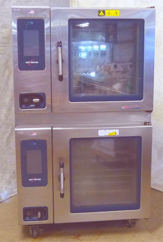 TWO STACK ALTO-SHAAM CTP7-20G COMBI NAT GAS BOILERLESS OVEN WATCH VIDEO