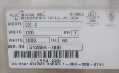 ALTO SHAAM 1200-S MOBILE UNDERCOUNTER WARMING CABINET DOUGH PROOFER FREE SHIP