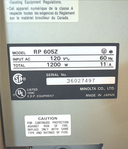 100% MINOLTA RP605Z MICROFICHE