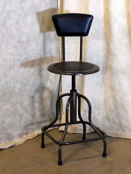 SIX SAFCO 6664 DIESEL SWIVEL HIGH BASE ADJUSTABLE INDUSTRIAL STOOL RECYC/LEATHER