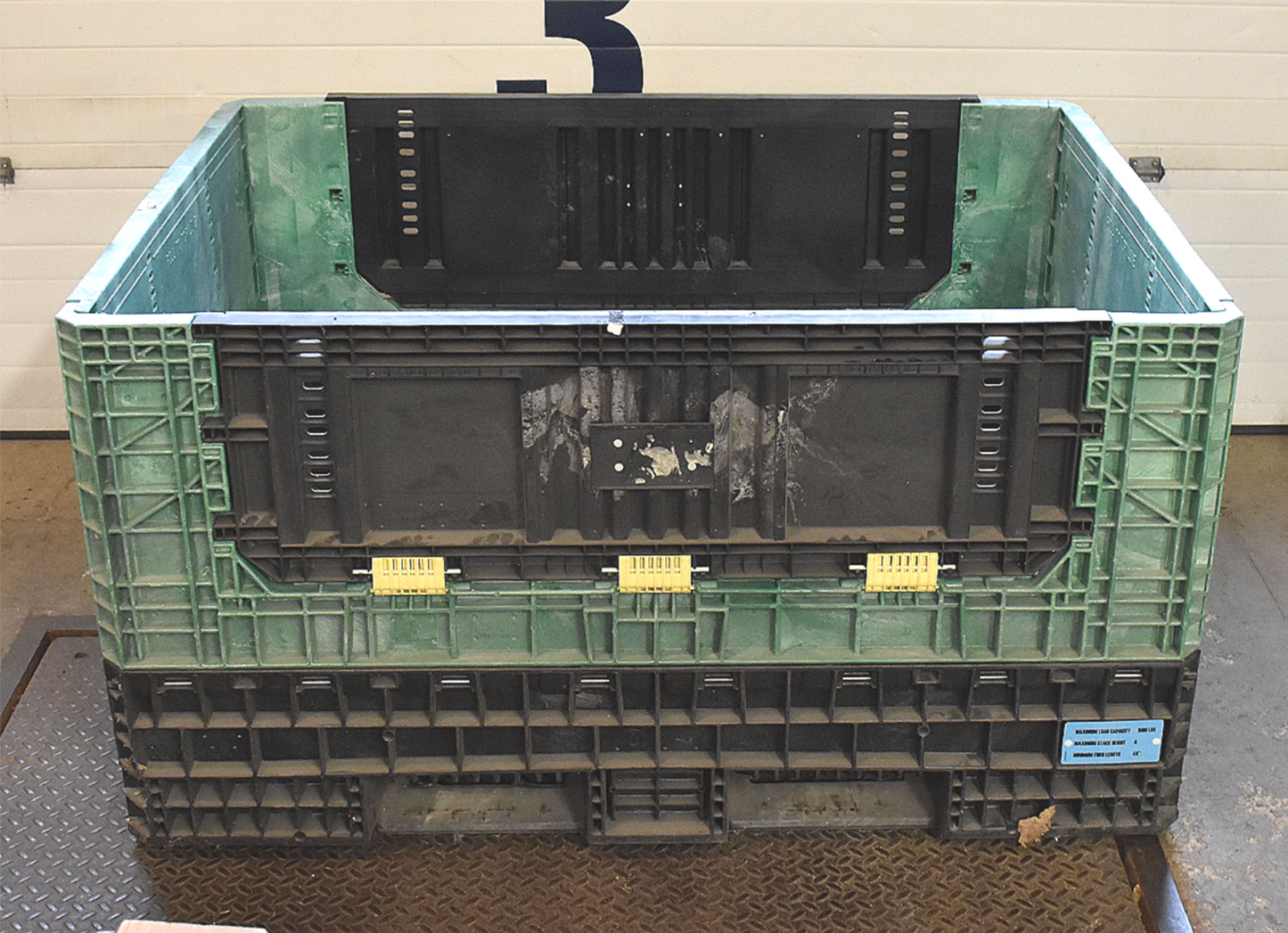 RARE 1500LBS ROPAK COLLAPSIBLE BULK CRATE STACKABLE PLASTIC 65"x50"x34" FREESHIP