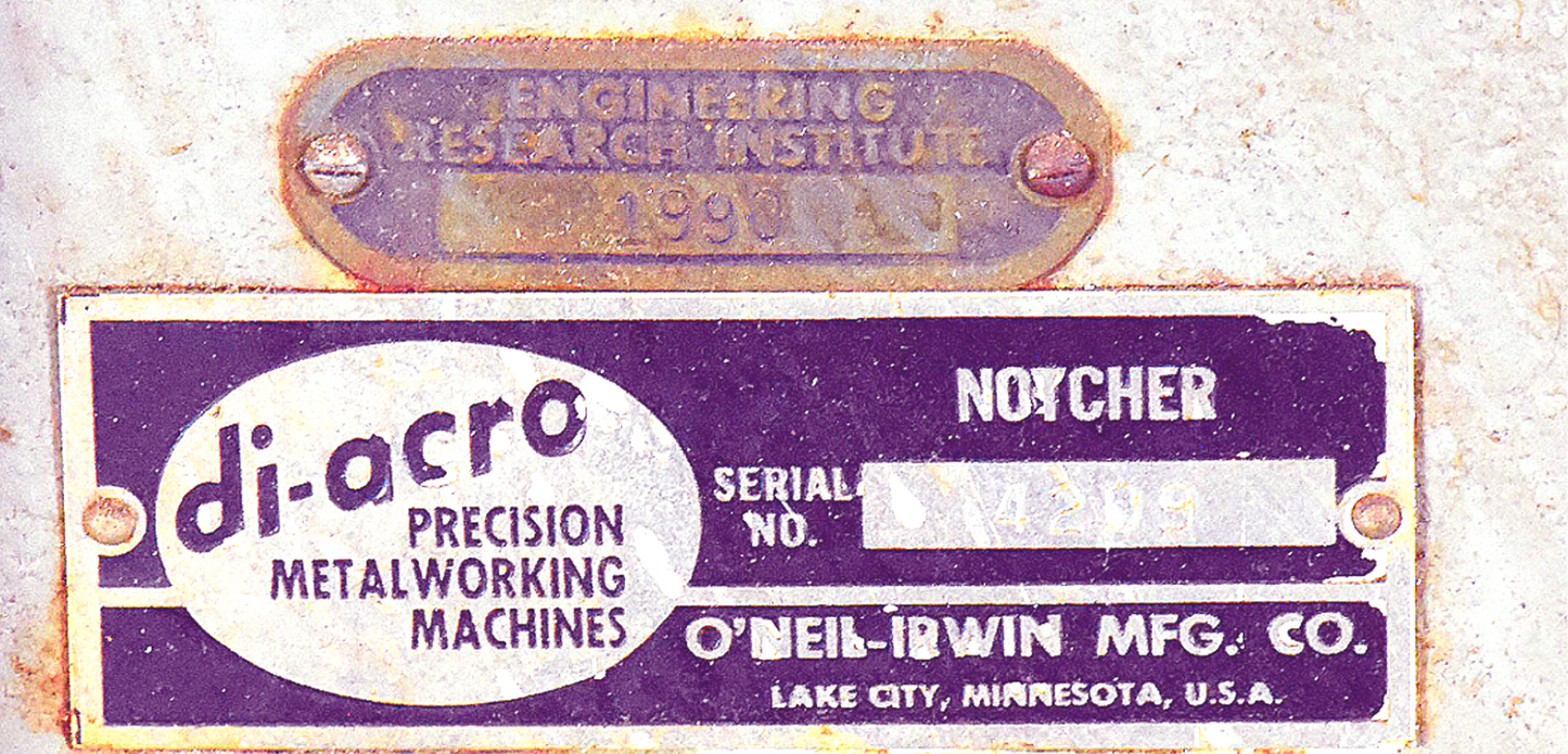 DI-ACRO® NUMBER 2 TAB NOTCHER PRESS BONUSORIGINAL BASE 90DAYWARRANTY WATCH VIDEO