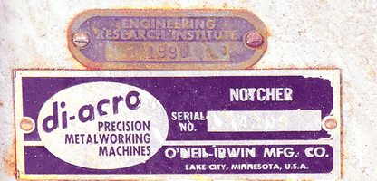 DI-ACRO® NUMBER 2 TAB NOTCHER PRESS BONUSORIGINAL BASE 90DAYWARRANTY WATCH VIDEO