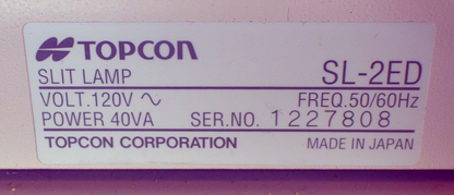 TOPCON SL-2ED SLIT LAMP with BASE 90-DAY-WARRANTY FREE SHIP