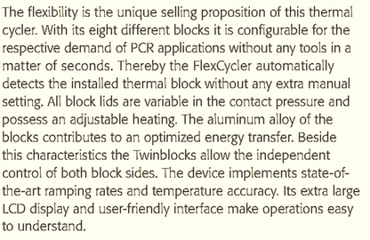 ANALYTIK JENA FLEXCYCLER PCR THERMAL CYCLER with Operation Manual FREE SHIP