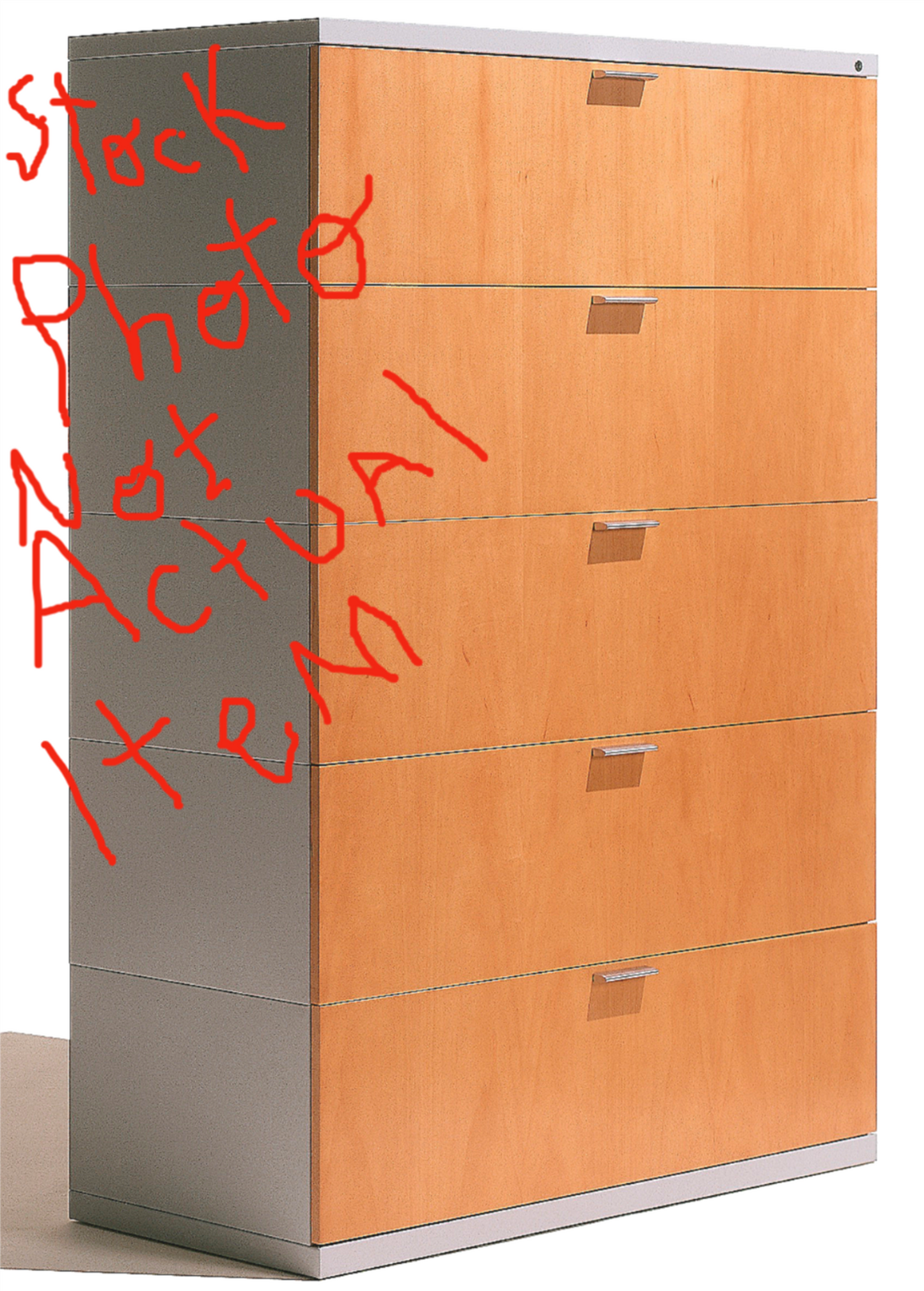 HERMAN MILLER VENEER WOOD 5 DRAWER LATERAL FILE CABINET LOCKABLE KEY & BOOKSHELF