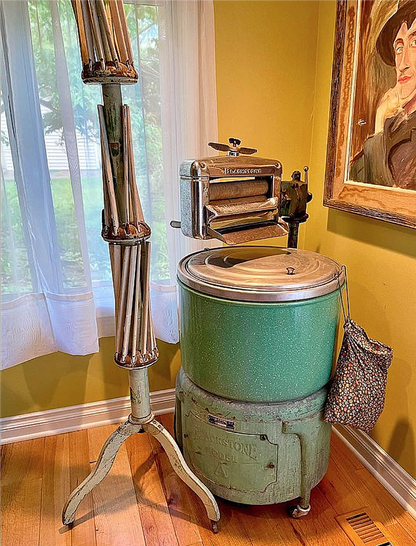 VINTAGE RARE 1930s BLACKSTONE WASHING MACHINE w/ WRINGER & DRYING STAND FREESHIP