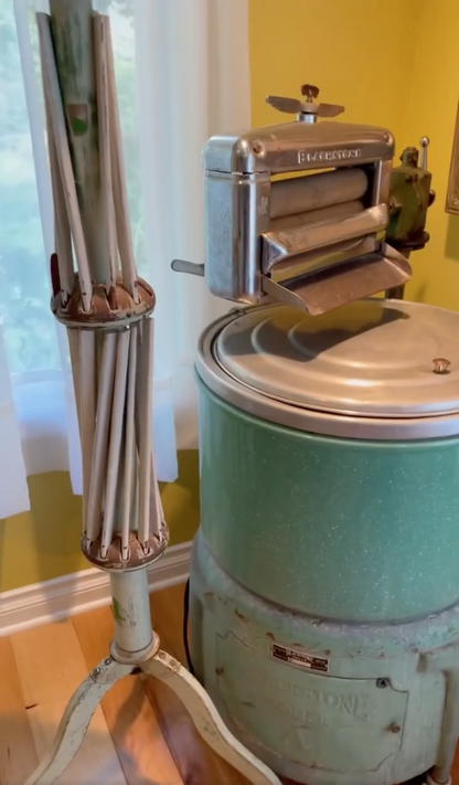 VINTAGE RARE 1930s BLACKSTONE WASHING MACHINE w/ WRINGER & DRYING STAND FREESHIP