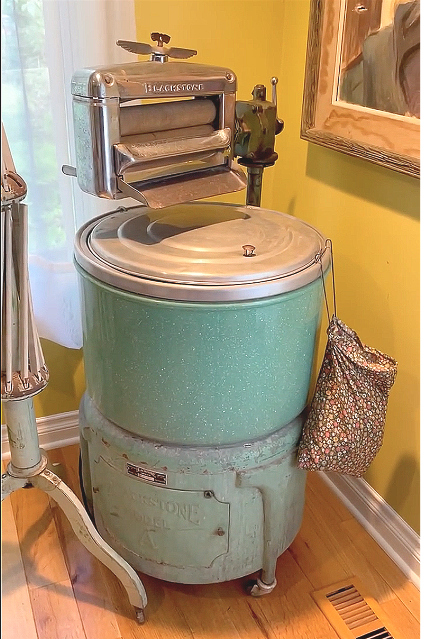 VINTAGE RARE 1930s BLACKSTONE WASHING MACHINE w/ WRINGER & DRYING STAND FREESHIP