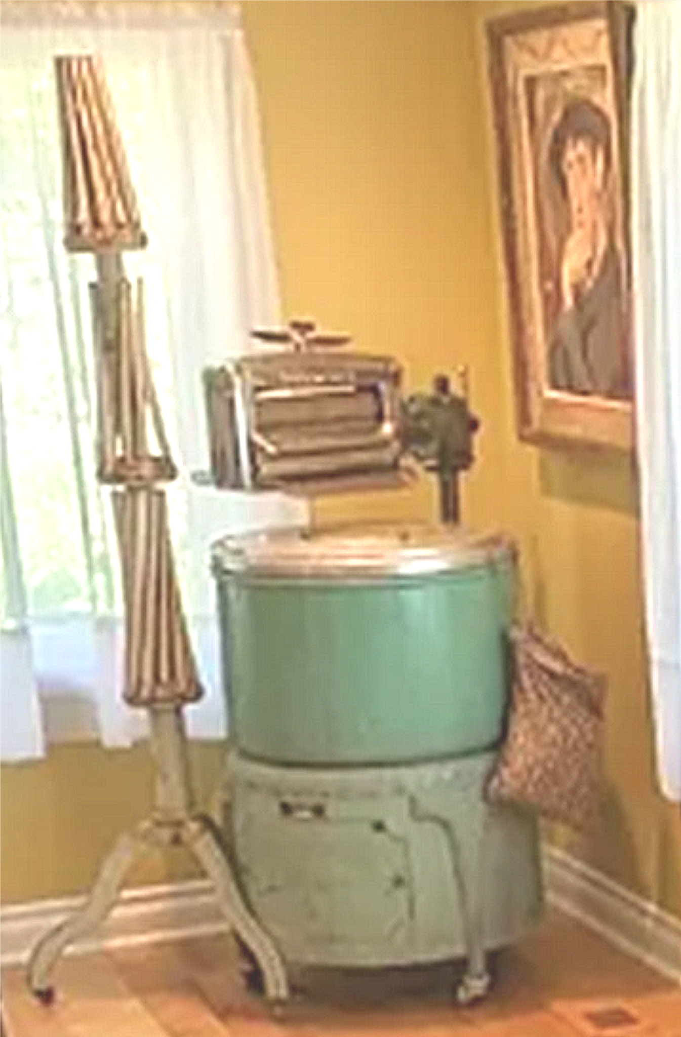 VINTAGE RARE 1930s BLACKSTONE WASHING MACHINE w/ WRINGER & DRYING STAND FREESHIP