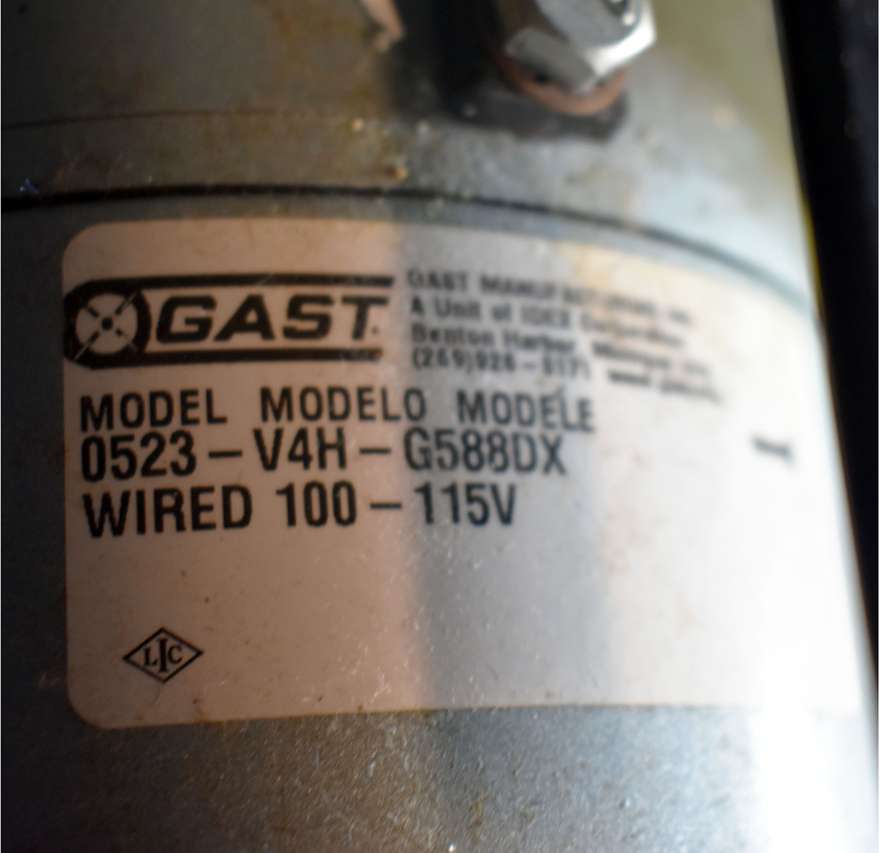 100% Gast 0523-V4H-G588DX Vacuum Pump 4.1 cfm90DAYWARRANTY WATCHVIDEO