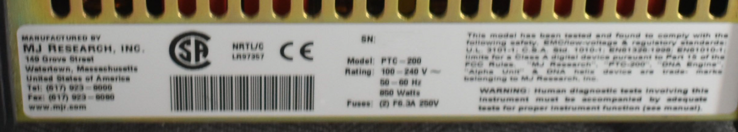 MJ Research PTC-200 PCR/Thermal Cycler Dual Blocks FREE SHIP