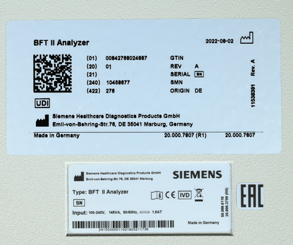 SIEMENS BFT II ANALYZER CLOT DETECTING TURBODENSITOMETRIC COAGULOMETER FREE SHIP