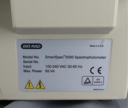 BioRad SmartSpec 3000 Spectrophotometer 200 to 800nm ±2 nm 90DAYWARRANTY