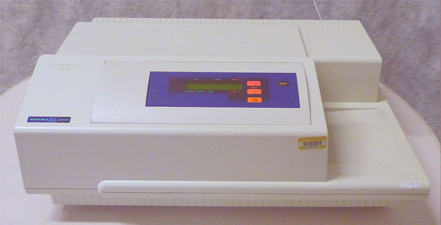MOLECULAR DEVICES SPECTRA MAX GEMINI FLUORESCENT SPECTROPHOTOMETER 90DAYWARRANTY