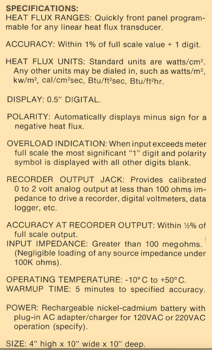 MEDTHERM H-201 UNIVERSAL HEAT FLUX METER LINEAR TRANSDUCER 90DAYWARRANT FREESHIP