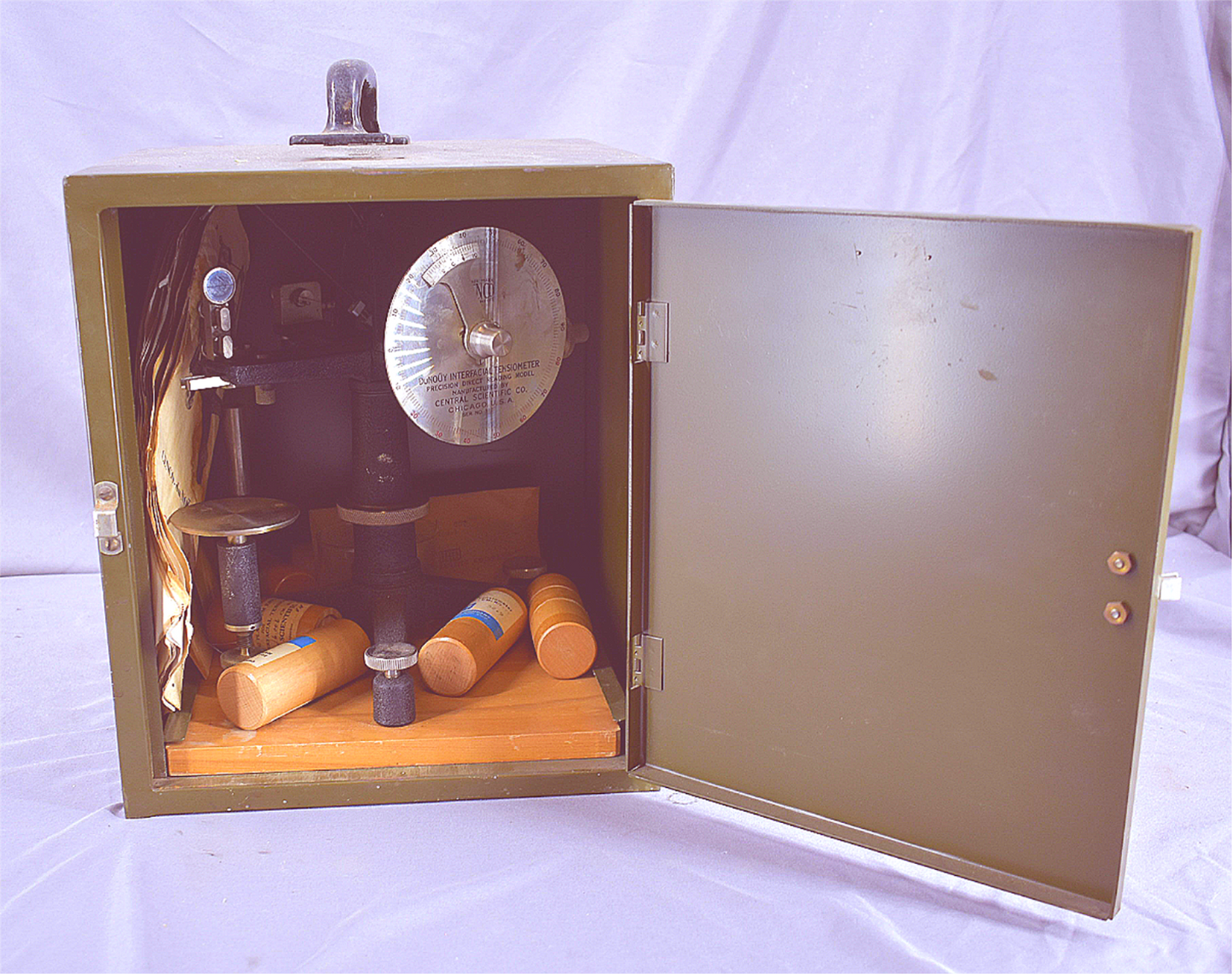 CENCO DU NOUY INTERFACIAL TENSIOMETER CASE ORIGINAL MANUAL & ManyExtras FREESHIP