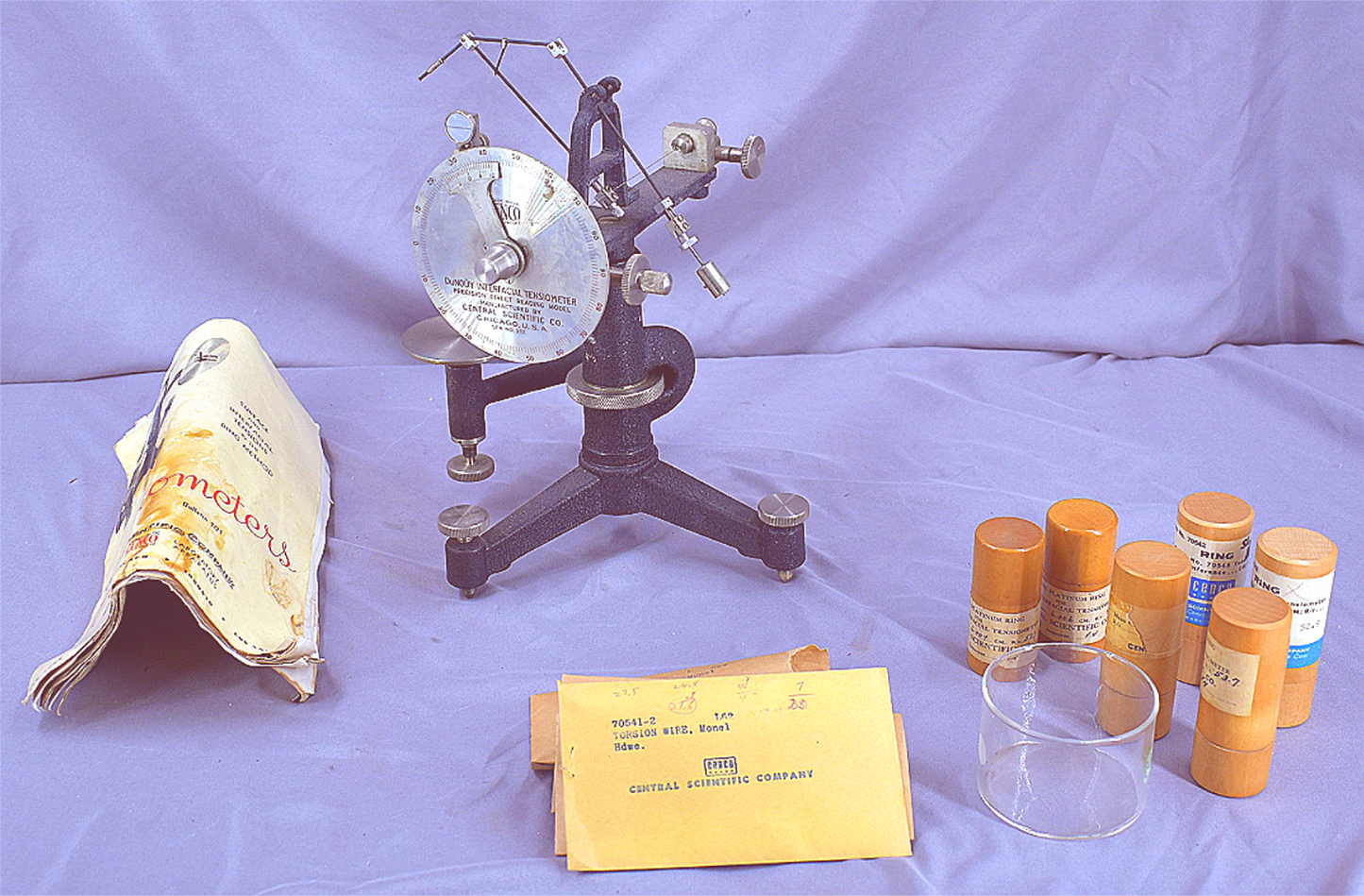 CENCO DU NOUY INTERFACIAL TENSIOMETER CASE ORIGINAL MANUAL & ManyExtras FREESHIP