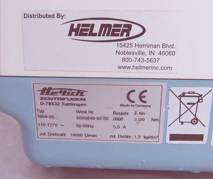 Hettich 1004-31 Benchtop Centrifuge with Rotor   90-DAY-WARRANTY FREE SHIP