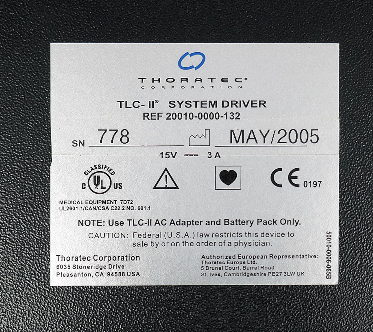 Thoratec TLC-II Portable Heart Pump Driver FREE SHIP