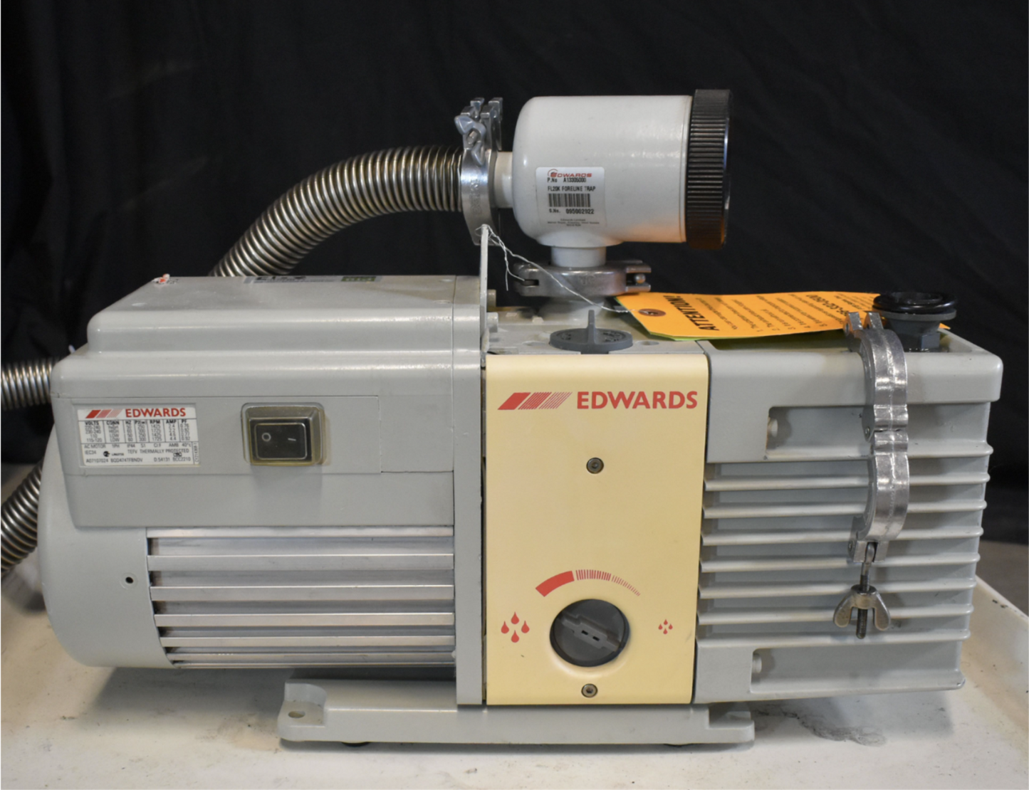 100% EDWARDS RV8 VACUUM PUMP with FL20K FORELINE TRAP 90-DAYWARRANTY WATCH VIDEO