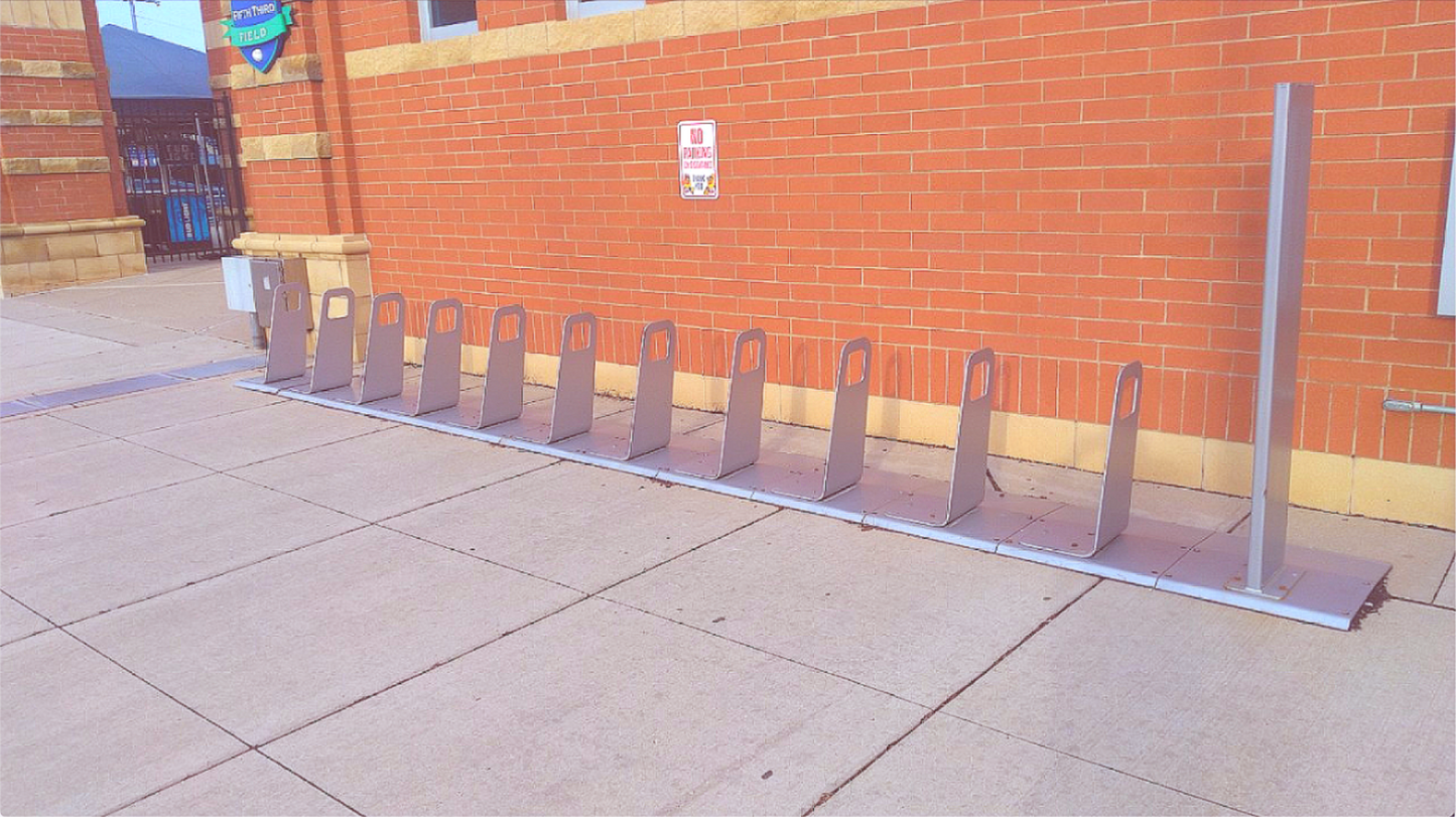 RARE: MODERN DESIGN PUBLIC OR PRIVATE MOTORCYCLE / BICYCLE PARKING RACK FREESHIP
