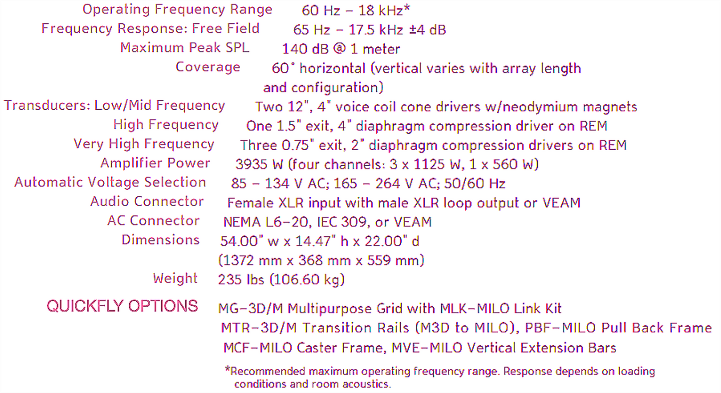Pair of "BIG HOUSE" MEYER SOUND MILO 60 CURVILINEAR ARRAY LOUDSPEAKERS FREE SHIP