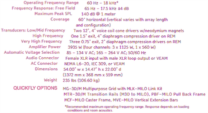 Pair of "BIG HOUSE" MEYER SOUND MILO 60 CURVILINEAR ARRAY LOUDSPEAKERS FREE SHIP