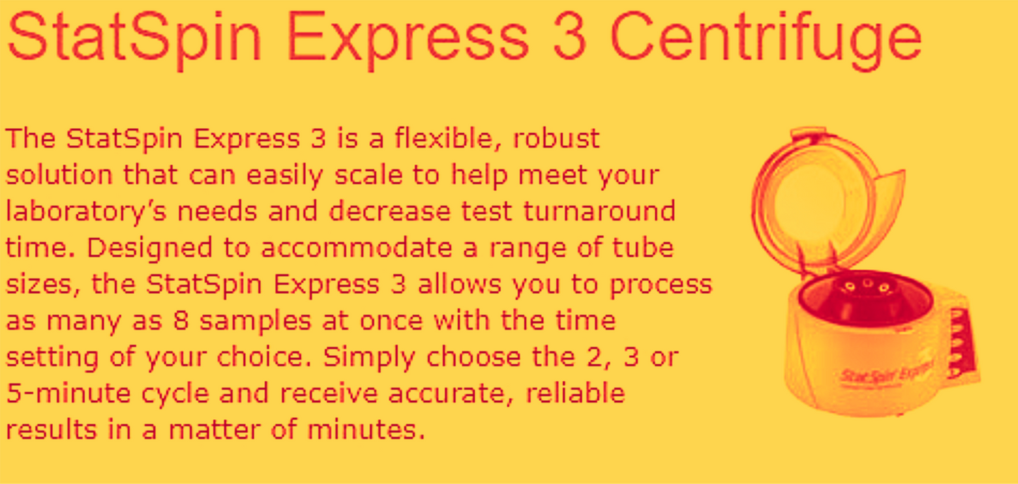 WARRANTY HEMOCUE STATSPIN EXPRESS 3 PLASMA SERUM CENTRIFUGE WATCH-VIDEO FREESHIP