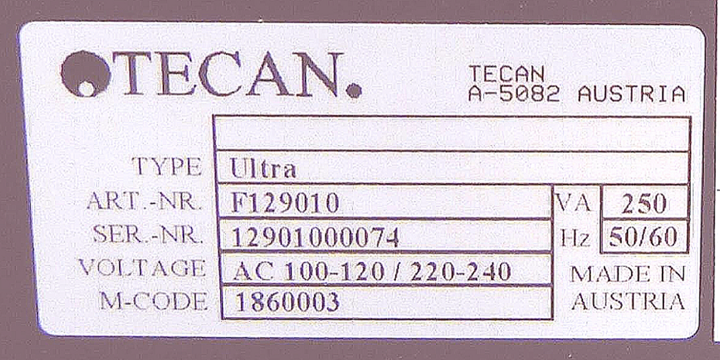 TECAN ULTRA F129010 PLATE READER FLUORESCENCE ABSORBANCE MANUALWARRANTY FREESHIP