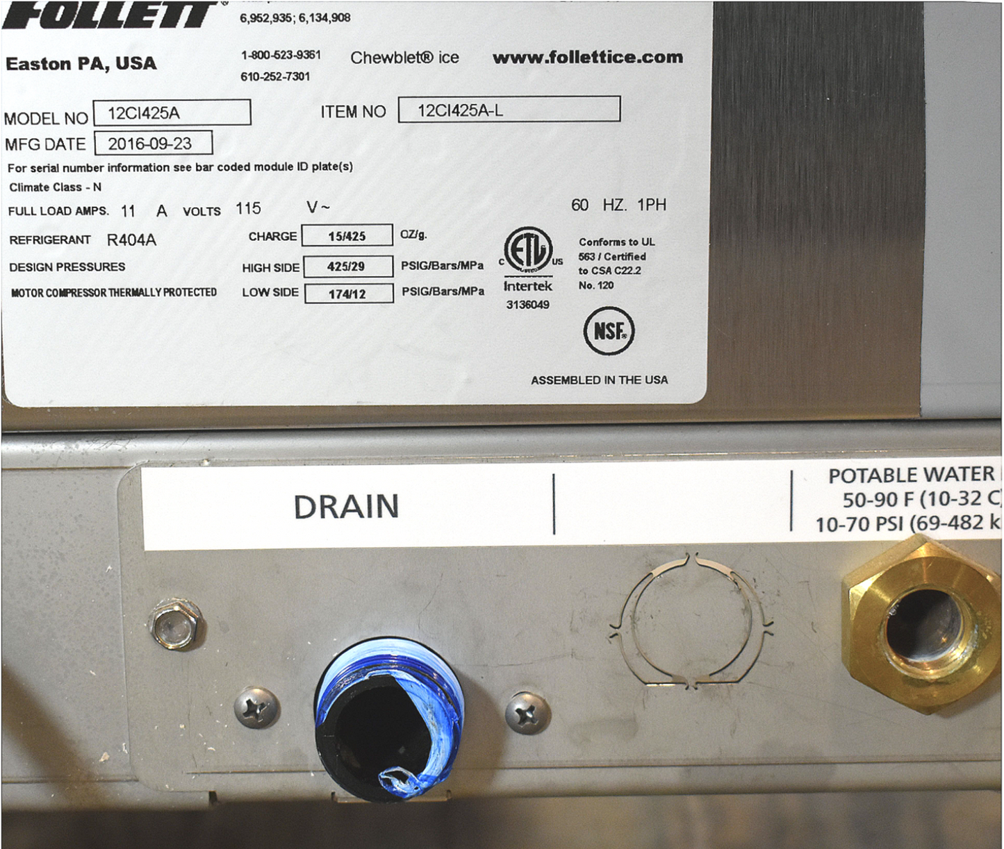 FOLLETT SYMPHONY PLUS 12CI425A CHEWBLET® COUNTERTOP 425lb/day ICE MAKER FREESHIP