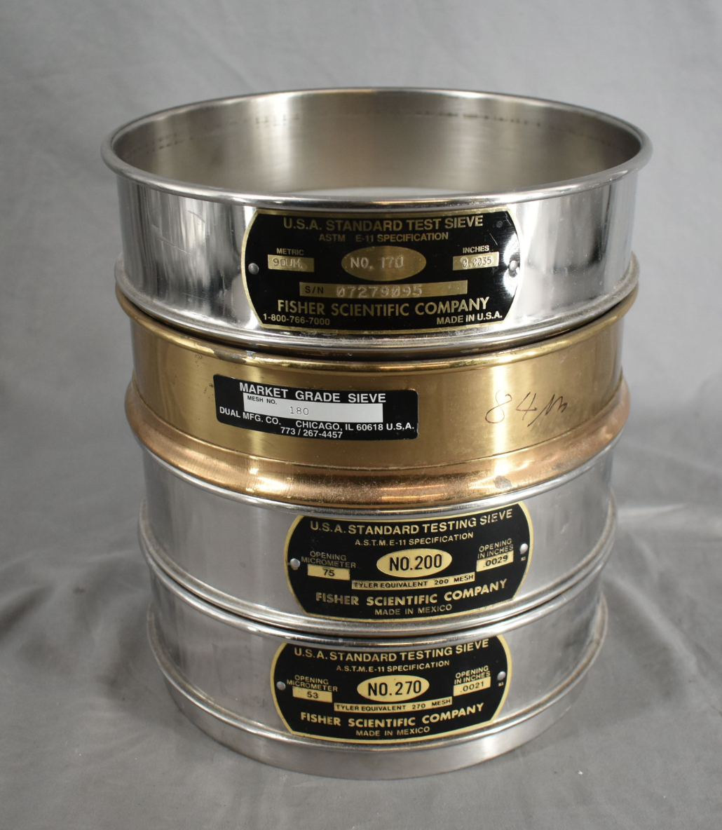 90DAYWARRANTY Four 8" inch metal lab sieves 170, 180, 200, 270 mesh size