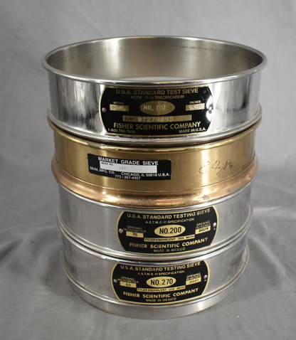 90DAYWARRANTY Four 8" inch metal lab sieves 170, 180, 200, 270 mesh size