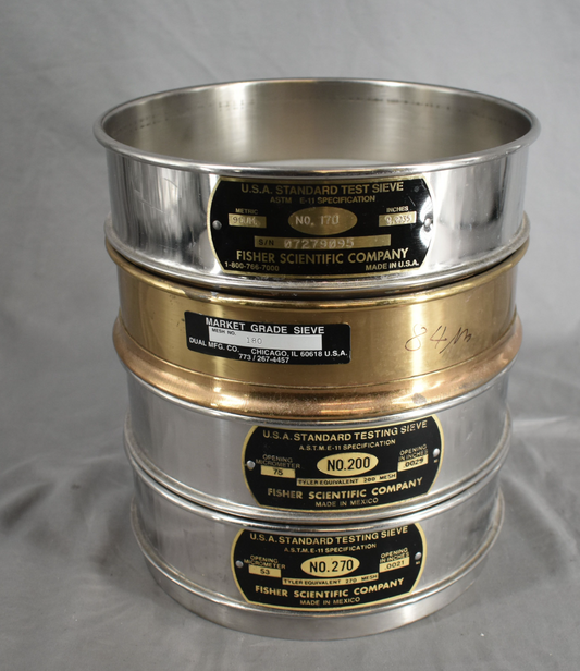 90DAYWARRANTY Four 8" inch metal lab sieves 170, 180, 200, 270 mesh size