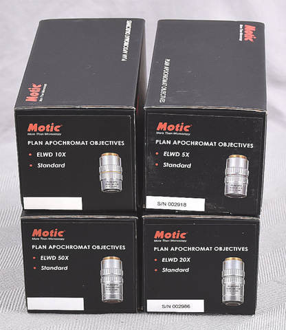 B/NEW MOTIC PSM-1000 TRINOCULAR MLC-150 PLAN APO ELWD 5x10x20x50xOBJE MICROSCOPE