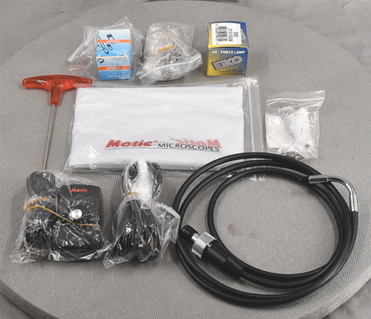 B/NEW MOTIC PSM-1000 TRINOCULAR MLC-150 PLAN APO ELWD 5x10x20x50xOBJE MICROSCOPE