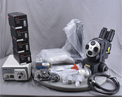 B/NEW MOTIC PSM-1000 TRINOCULAR MLC-150 PLAN APO ELWD 5x10x20x50xOBJE MICROSCOPE