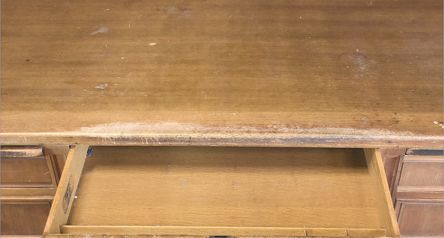 VINTAGE STOW DAVIS UofM LAW SCHOOL DESK 66"x 36"x 30" Inch 8 DRAWERS FREE SHIP