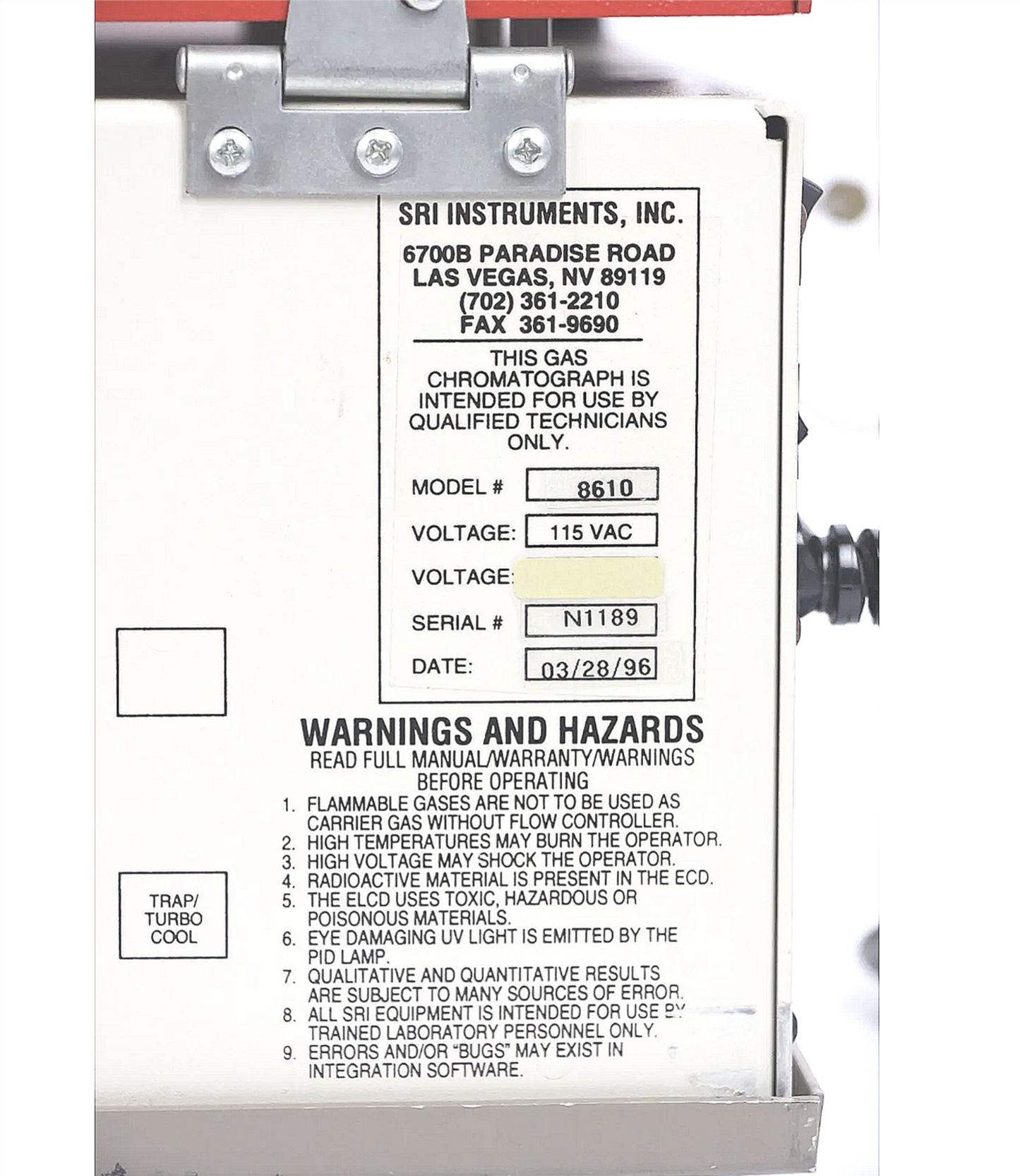 SRI Instruments 8610B Gas Chromatograph 90DAYWARRANTY FREE SHIP