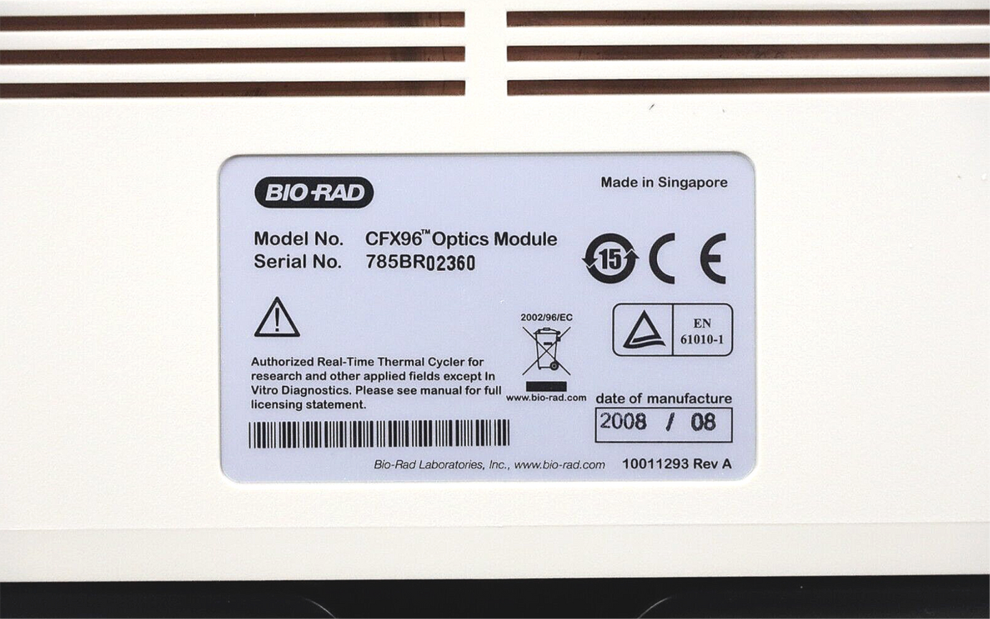 BIORAD CFX96 REAL TIME PCR C1000 BASE 90DAYWARRANTY FREE SHIP