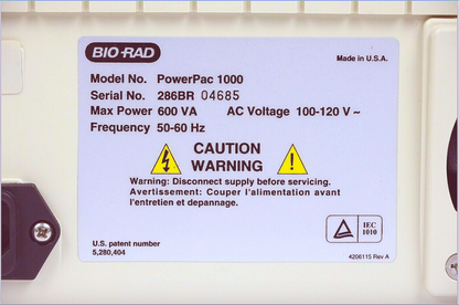 BIORAD POWERPACK 1000 PC100 ELECTROPHORESIS 1mA to 500 mA POWER SUPPLY FREE SHIP